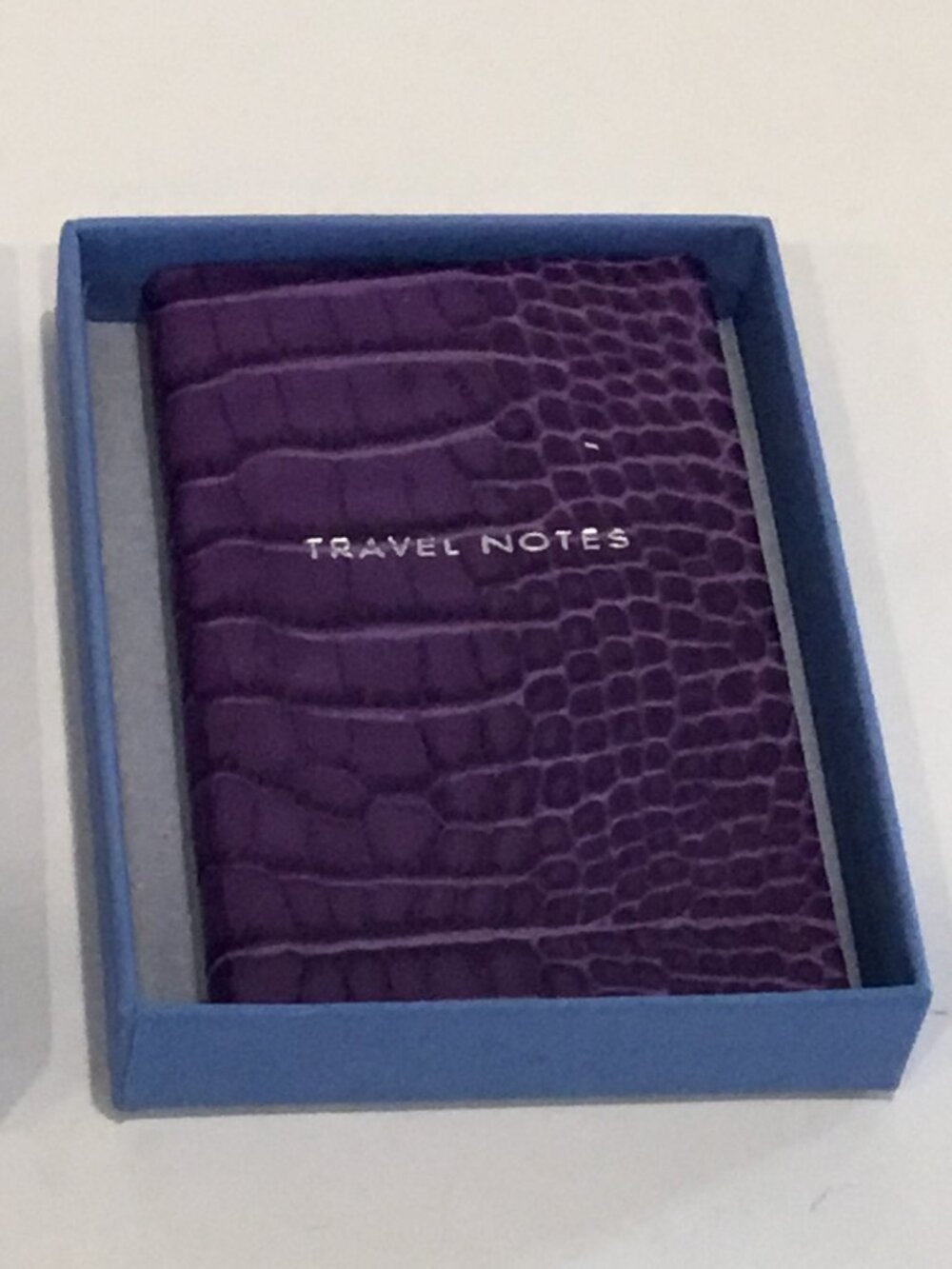 Smythson of Bond Street Wafer Purple Travel notebook crocodile-embossed leather